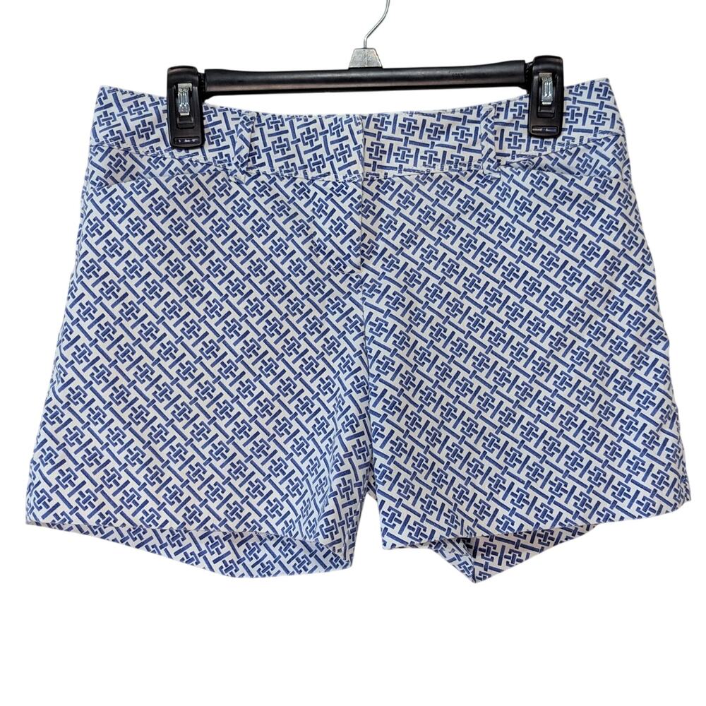 The Limited Blue & White Patterned Flat Front Preppy Chino Shorts Size 4